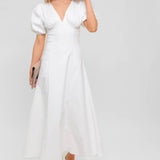 SECRET VINE GLOW WOVEN TWILL MIDI DRESS