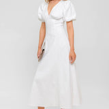 SECRET VINE GLOW WOVEN TWILL MIDI DRESS