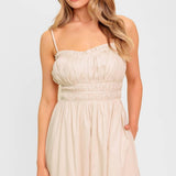 HONEY SUNSET CREAM WOVEN MIDI DRESS