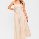 HONEY SUNSET CREAM WOVEN MIDI DRESS