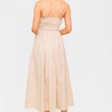 HONEY SUNSET CREAM WOVEN MIDI DRESS