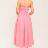 HONEY SUNSET PINK WOVEN MIDI DRESS