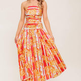 PEONY STORM DANCE WOVEN MIDI DRESS