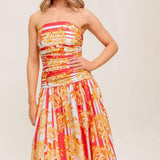PEONY STORM DANCE WOVEN MIDI DRESS
