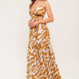 DEW KISS ALMOND WOVEN MAXI DRESS