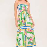FLORAL HARMONY WOVEN MIDI DRESS