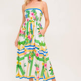FLORAL HARMONY WOVEN MIDI DRESS