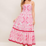 ROSÉ GARDEN WOVEN MIDI DRESS