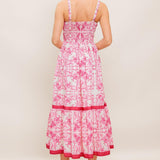 ROSÉ GARDEN WOVEN MIDI DRESS