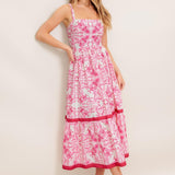 ROSÉ GARDEN WOVEN MIDI DRESS