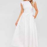 CANDLE VINE WHITE DENIM WOVEN MIDI DRESS