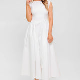 CANDLE VINE WHITE DENIM WOVEN MIDI DRESS
