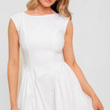 CANDLE VINE WHITE DENIM WOVEN MIDI DRESS