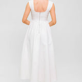 CANDLE VINE WHITE DENIM WOVEN MIDI DRESS