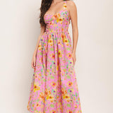 ROSY DAYDREAM WOVEN MIDI DRESS
