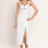 SILENT SHIN TWILL MIDI DRESS