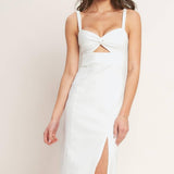 SILENT SHIN TWILL MIDI DRESS
