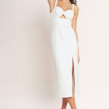 SILENT SHIN TWILL MIDI DRESS
