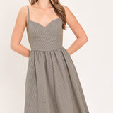 WHERE HEARTS WANDER PLAID WOVEN MIDI DRESS