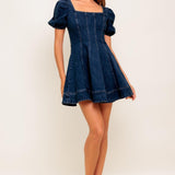 DARK MIDNIGHT DENIM MINI DRESS