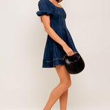 DARK MIDNIGHT DENIM MINI DRESS