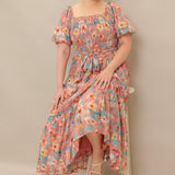 ROSY TWILIGHT WOVEN MIDI DRESS