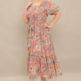 ROSY TWILIGHT WOVEN MIDI DRESS