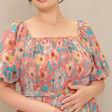 ROSY TWILIGHT WOVEN MIDI DRESS