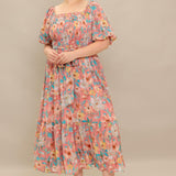 ROSY TWILIGHT WOVEN MIDI DRESS