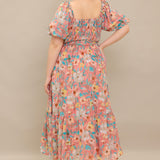 ROSY TWILIGHT WOVEN MIDI DRESS
