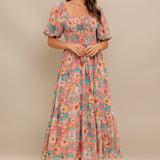 ROSY TWILIGHT WOVEN MIDI DRESS
