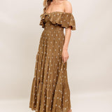 BELLE AMOUR BROWN WOVEN MIDI DRESS