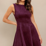 WINE IN THE SUN FAUX SUEDE MINI DRESS