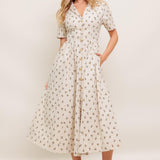 CANDY KISS BEIGE WOVEN MIDI DRESS