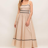 QUIET LUXE STRAP WOVEN MIDI DRESS