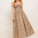 TENDER TOUCH TAUPE WOVEN MIDI DRESS