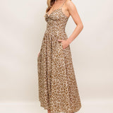 TENDER TOUCH TAUPE WOVEN MIDI DRESS