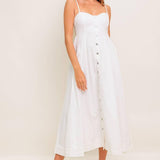 NATURE’S TOUCH WHITE WOVEN MIDI DRESS