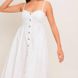 NATURE’S TOUCH WHITE WOVEN MIDI DRESS