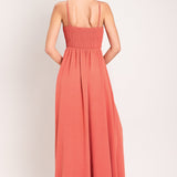CORAL BLOSSOM WOVEN MAXI DRESS