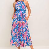 SUN-KISSED FLOWER WOVEN MIDI DRESS