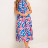 SUN-KISSED FLOWER WOVEN MIDI DRESS