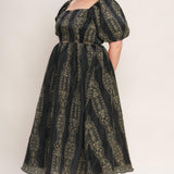 VINTAGE SQUARE WOVEN MIDI DRESS