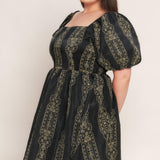 VINTAGE SQUARE WOVEN MIDI DRESS