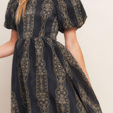 VINTAGE SQUARE WOVEN MIDI DRESS