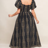 VINTAGE SQUARE WOVEN MIDI DRESS