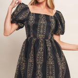 VINTAGE SQUARE WOVEN MIDI DRESS