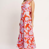 PALM ROMANCE WOVEN MIDI DRESS