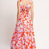PALM ROMANCE WOVEN MIDI DRESS