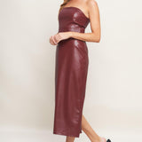 RUNWAY TREND FAUX LEATHER MIDI DRESS